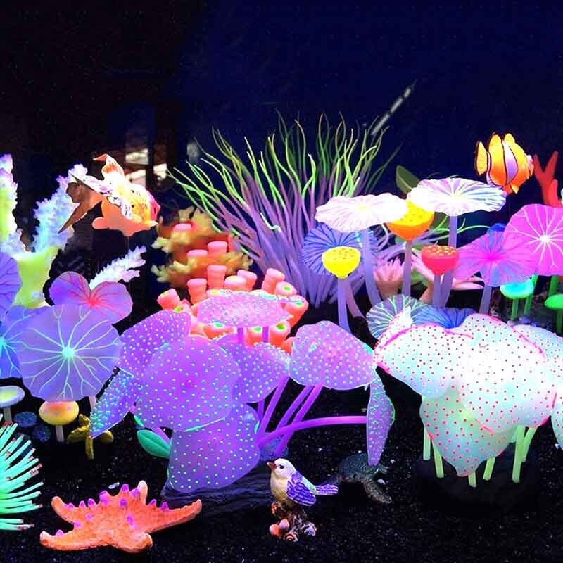 Aquarium Plant Live - Silicone Glowing Landscape Artificial Fish Tank
